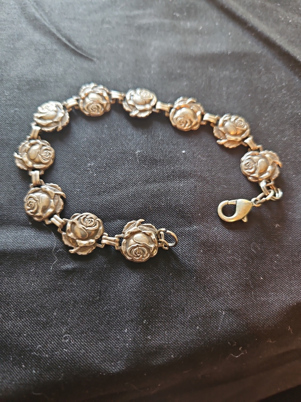 Vintage Rose Link And Saints Bracelet - Silver Floral Design